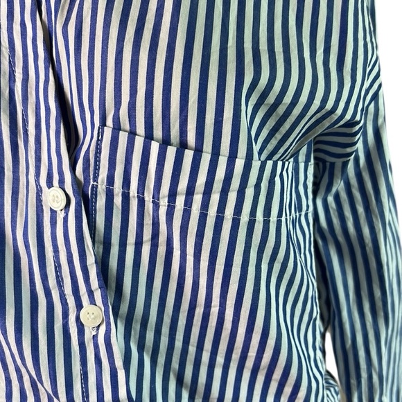 Zara striped,long sleeve cropped cotton top,blouse,shirt,three button closure EC - Picture 10 of 12